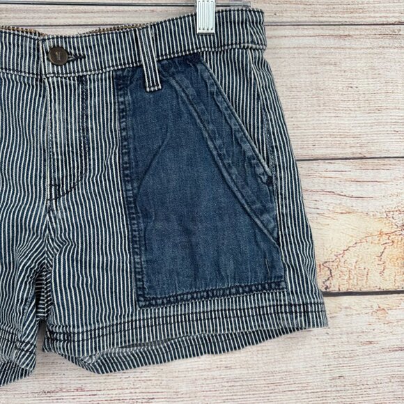 Pilcro Anthropologie Hickory Striped Denim Short Shorts Women's 27 Blue Stet - Picture 4 of 13